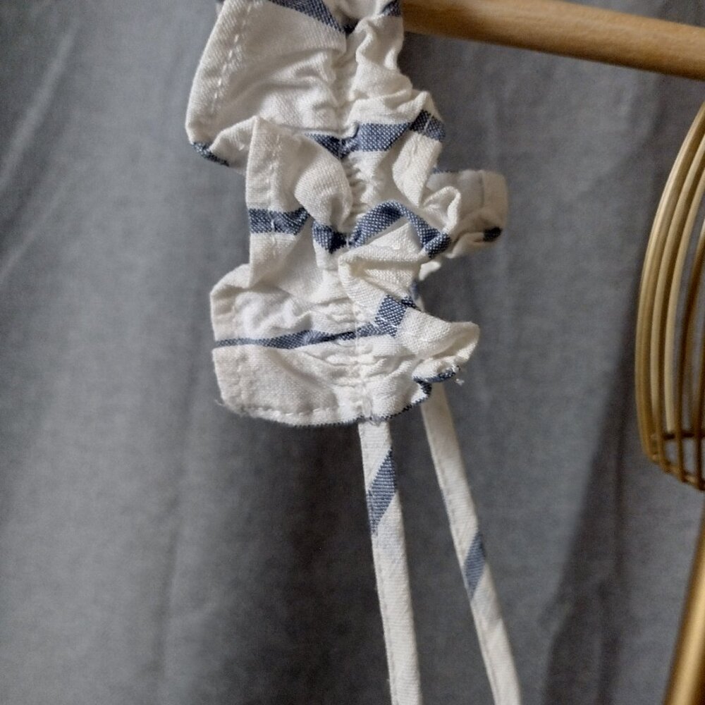 River Island White Blue Striped Camisole Top Size 12 Ruffle Strap Cotton Viscose - Picture 6 of 6